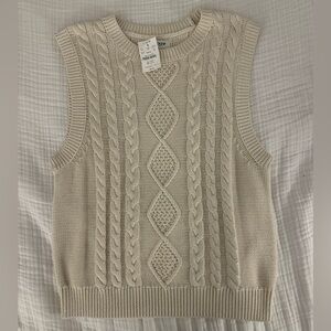 NWT J. Crew Natural Cable Knit Sweater Vest